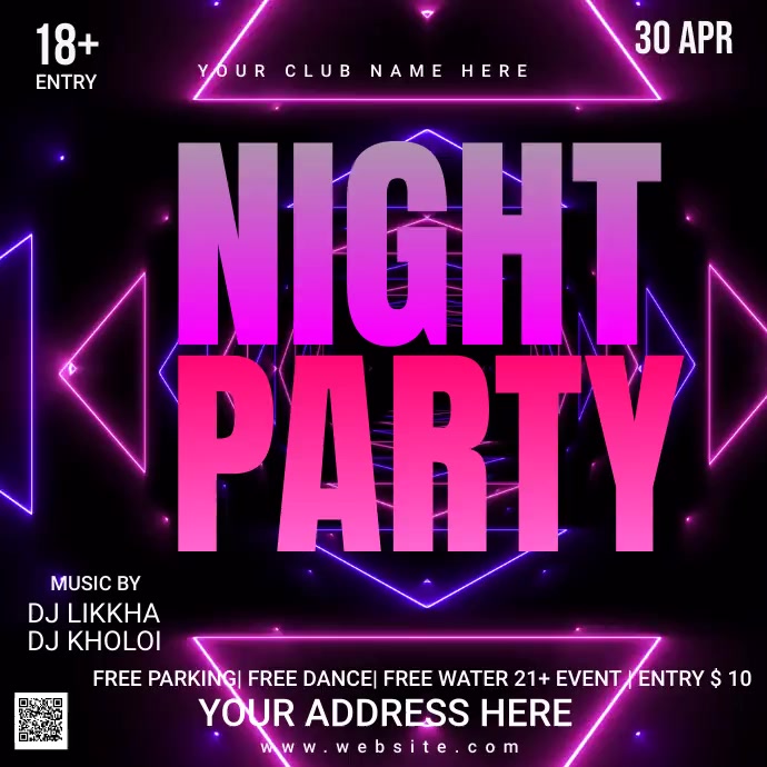 Copy of night party animation video | PosterMyWall
