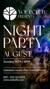 Night Party August Event Flyer | Tropical Luxury Club Template | Instagram Story