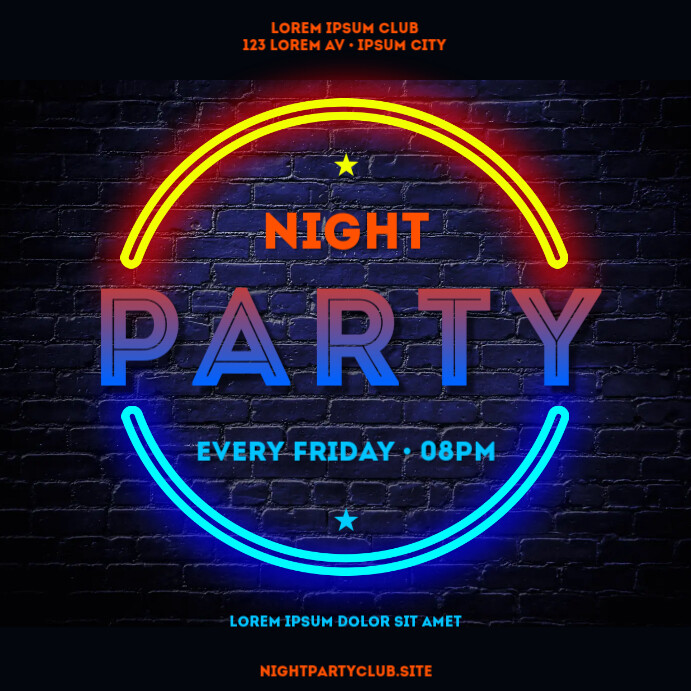 NIGHT PARTY BANNER Wpis na Instagrama template