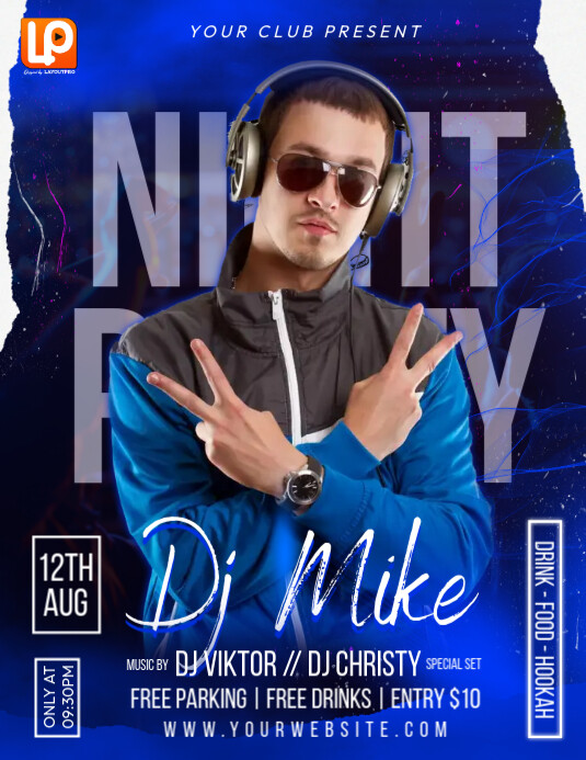 Night Party Blue Folheto (US Letter) template