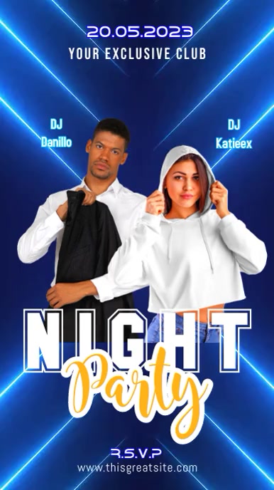 Night Party Blure neon template video Instagram Reel