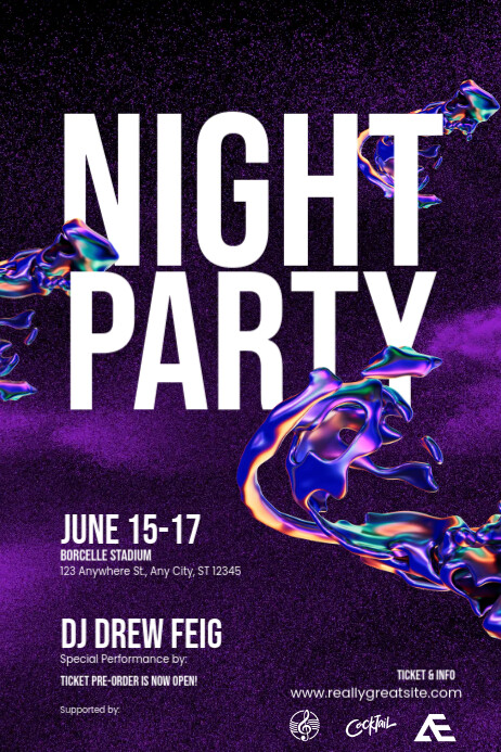 NIGHT PARTY Template | PosterMyWall
