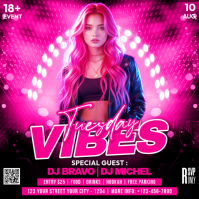 Pink Nightclub Event Vierkant Template
