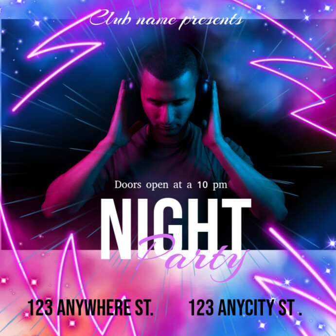 Night party Publicação no Instagram template