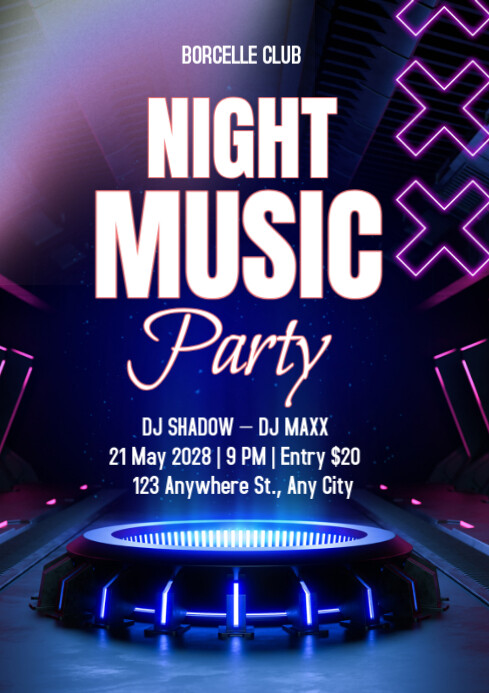 night party A4 template