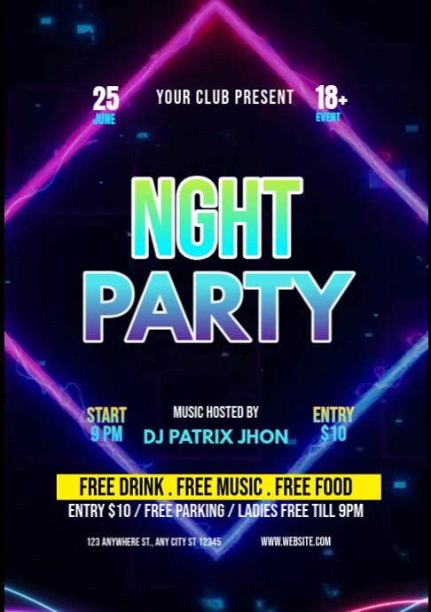 Night party A4 template