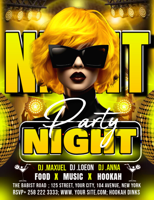 night party Flyer (US Letter) template