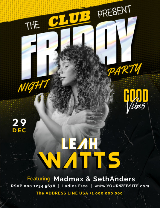Night Party Flyer | Club Flyer | Premium User Folheto (US Letter) template