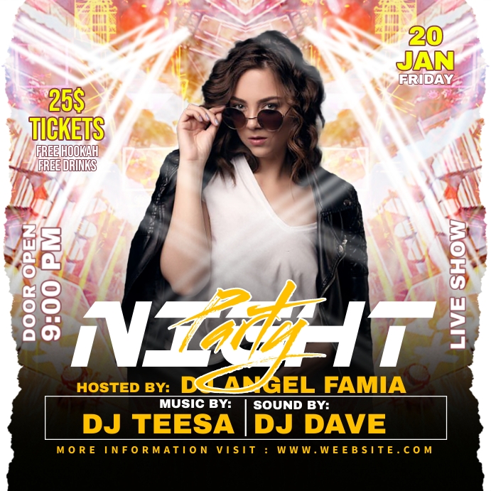Night Party Flyer Publicação no Instagram template