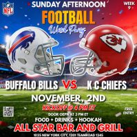 NFL Week 9: Buffalo Bills vs Kansas City Chiefs Watch Party template Instagram Post
