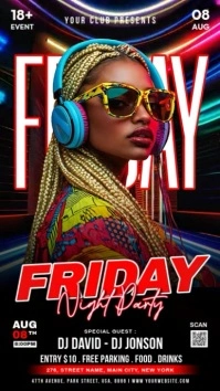 Night party Flyer งานแสดงผลงานแบบดิจิทัล (9:16) template