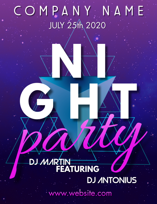 night party flyer design template Pamflet (Letter AS)