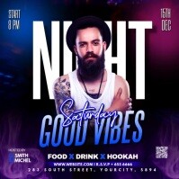 Night party flyer design Kwadrat (1:1) template