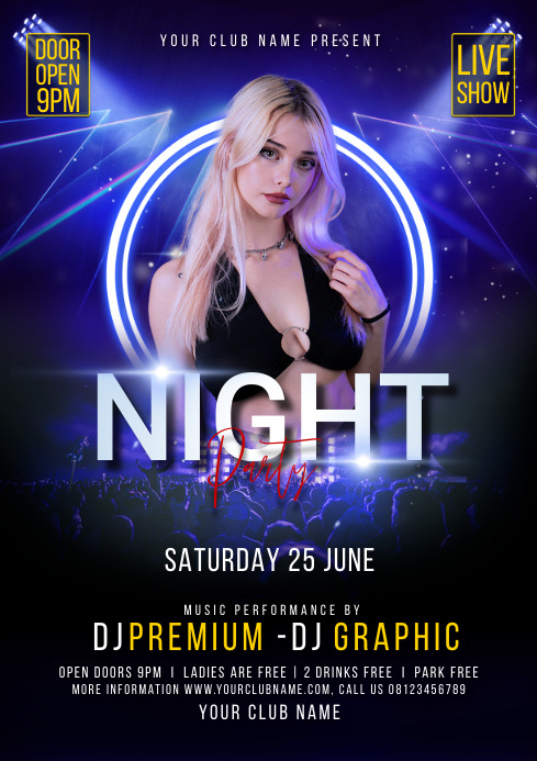 Night Party Flyer / Poster Template A4