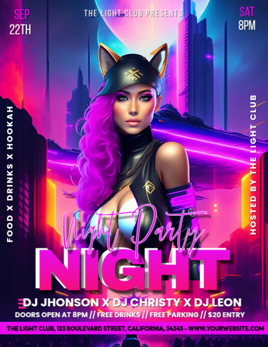 Night Party Poster Flyer (US Letter) template
