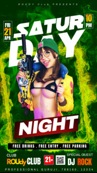 night party social media templateparty night, Instagram Story