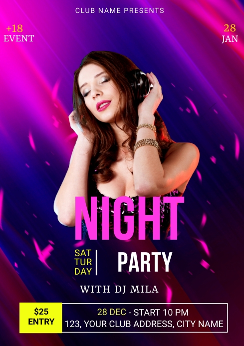 NIGHT PARTY TEMPLATE | PosterMyWall