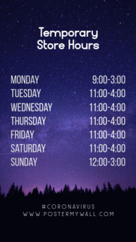 Night Sky Store Hours of Work Instagram Post template