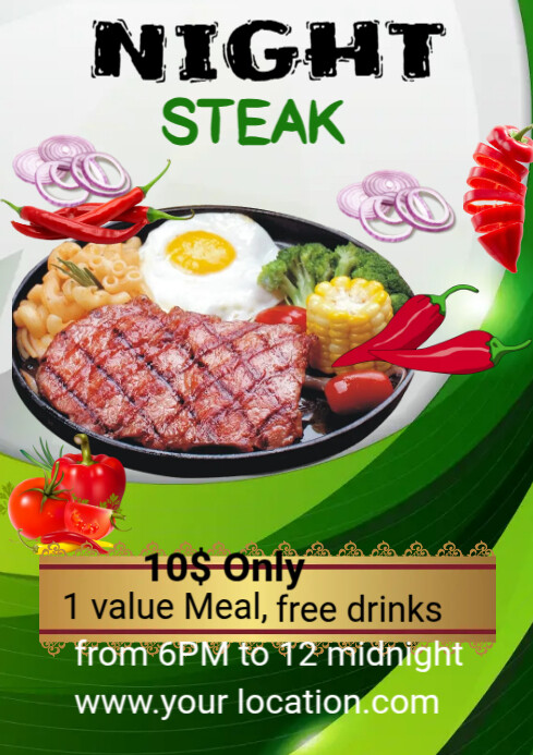 Night Steak Menu Template | PosterMyWall