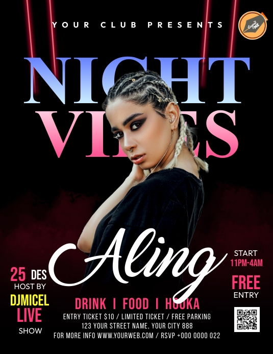 Night Vibes Party Pamflet (VSA Brief) template