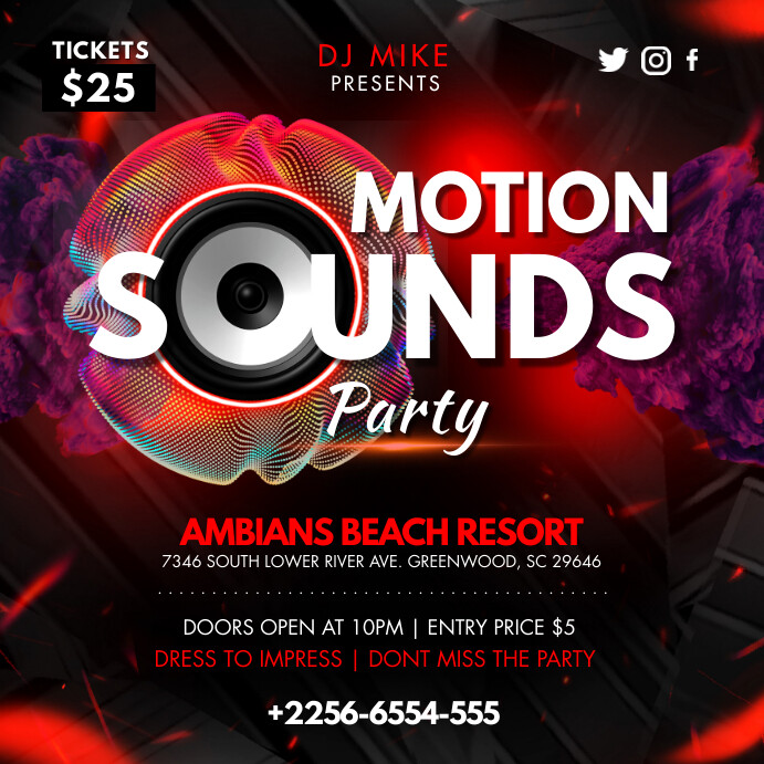 Nightclub DJ party Ad Post Instagram template