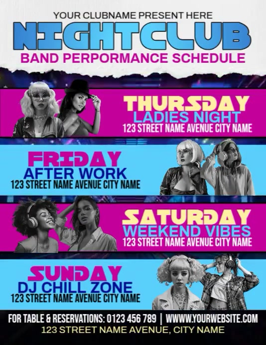 Nightclub Schedule Template | PosterMyWall