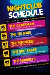 Nightclub Schedule Plakkaat template