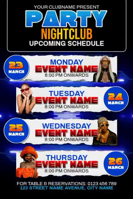 Nightclub Schedule Template | PosterMyWall