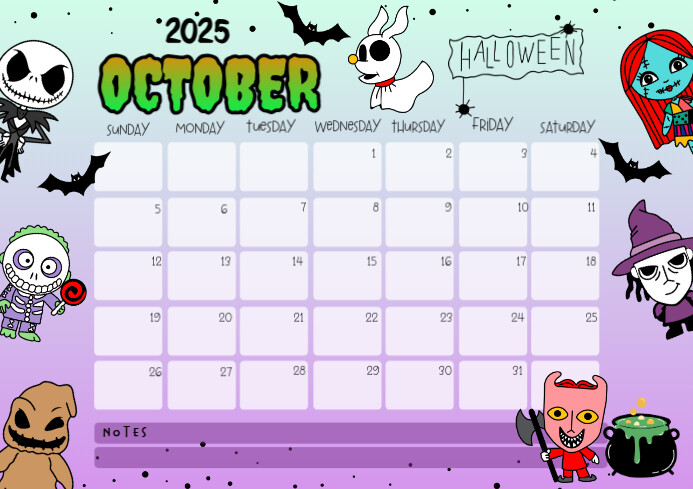 Copy of Nightmare Before October 2025 Calendar Halloween | PosterMyWall
