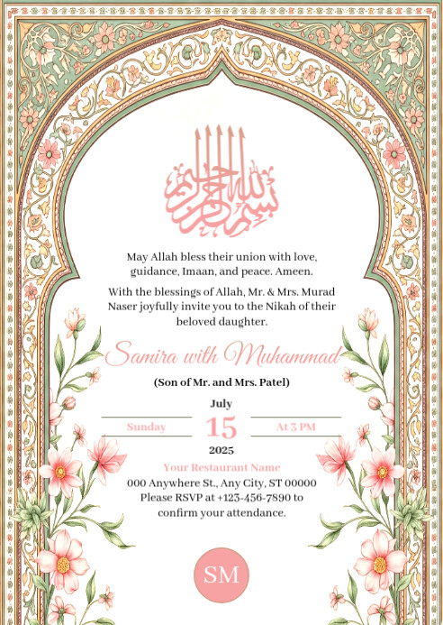 Nikah Invitation Design Template A6