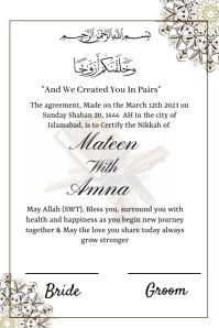 nikah namaa / wedding certificate Poster template