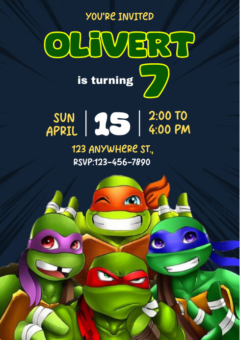 ninja turtle birthday invite A4 template