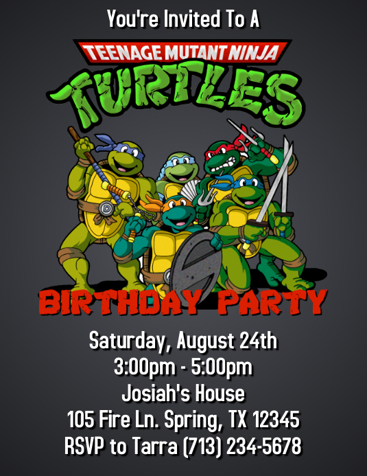 NINJA TURTLES BIRTHDAY PARTY INVITATION Template PosterMyWall