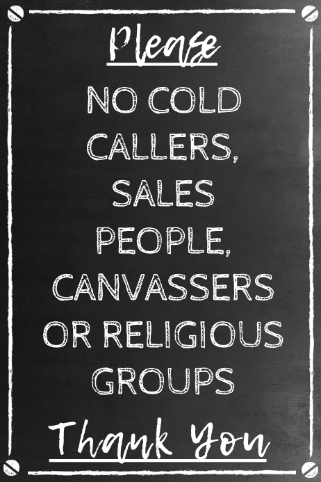 No Cold Callers, Canvassers Template Poster