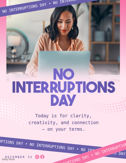 No Interruptions Day Pastel Purple Pink Flyer Pamflet (VSA Brief) template