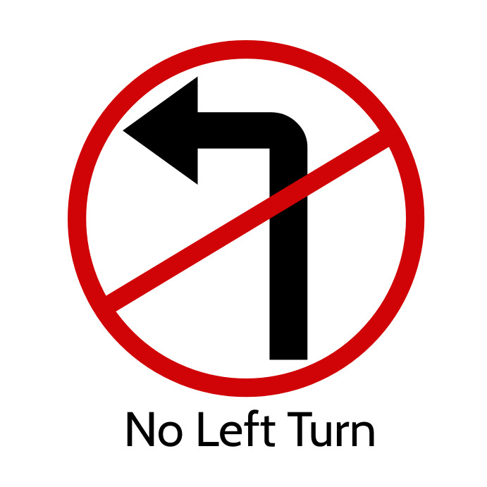 Left Turn Text Left Turn Road Sign