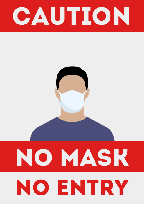 No Mask, No Entry door sign printable A4 template
