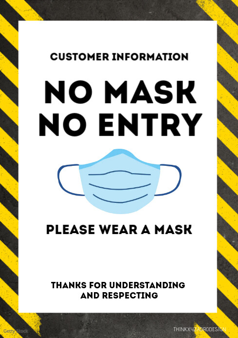No Mask No Entry Sign Template Poster Flyer | PosterMyWall