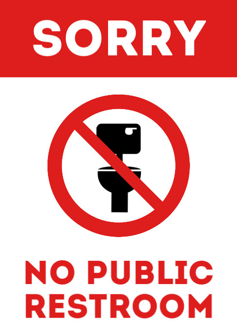 No Public Restroom door sign printable A4 template