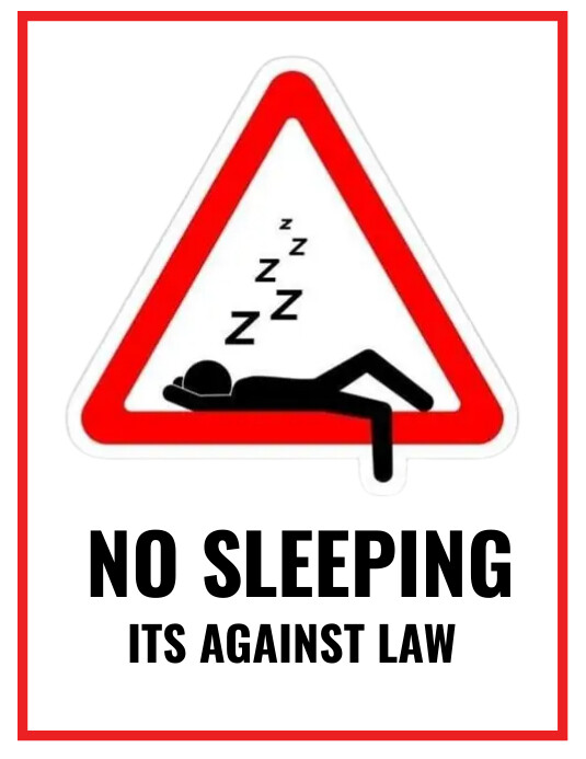 No Sleeping Sign