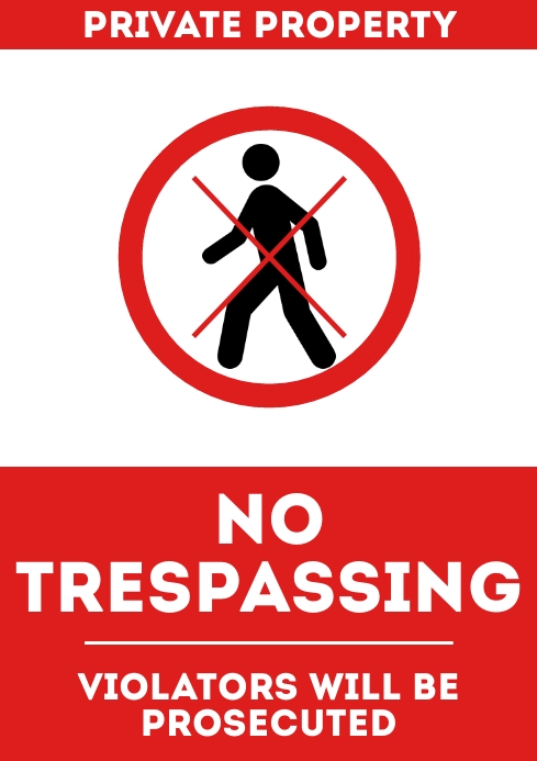 No trespassing door sign printable a4 template