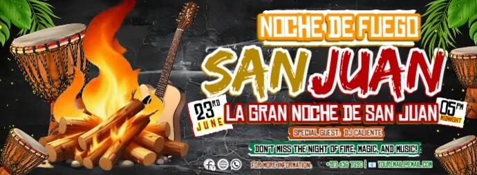 Noche de Fuego – San Juan Beach Bonfire Night Foto Sampul Facebook template