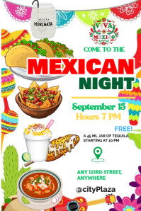 Noche mexicana | mexican night |16 September invitation party temple flayer Poster template