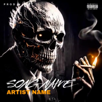 Noir skull smoke Music Album Cover Pochette d'album Video template