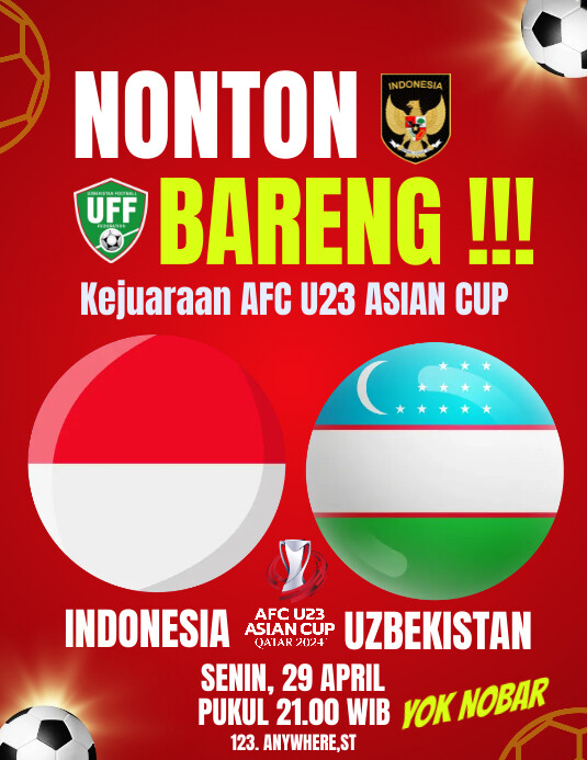 Nonton bareng sepakbola AFC U23 Asian cup ใบปลิว (US Letter) template