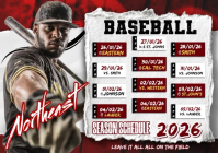Northern baseball 2026 game schedule A4 template