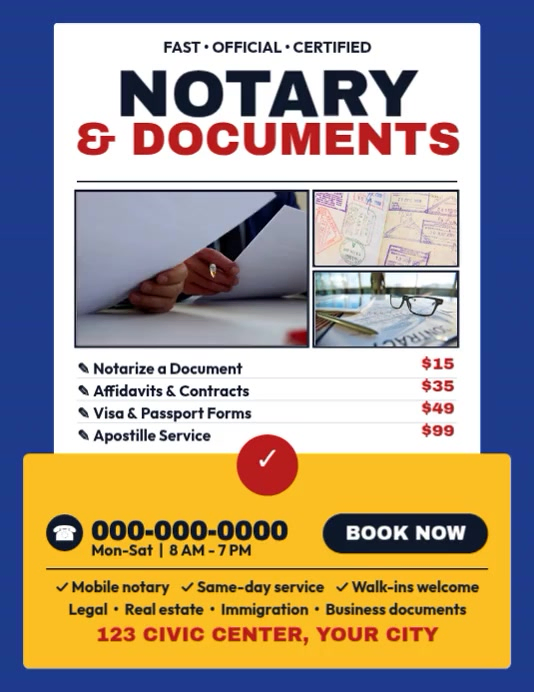 Notary And Document Services Flyer Template | PosterMyWall