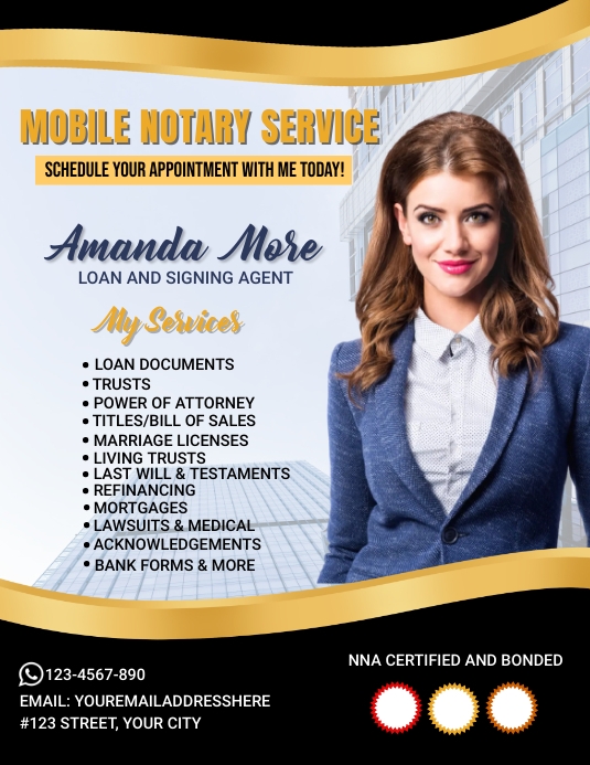 Notary Service Flyer Folheto (US Letter) template