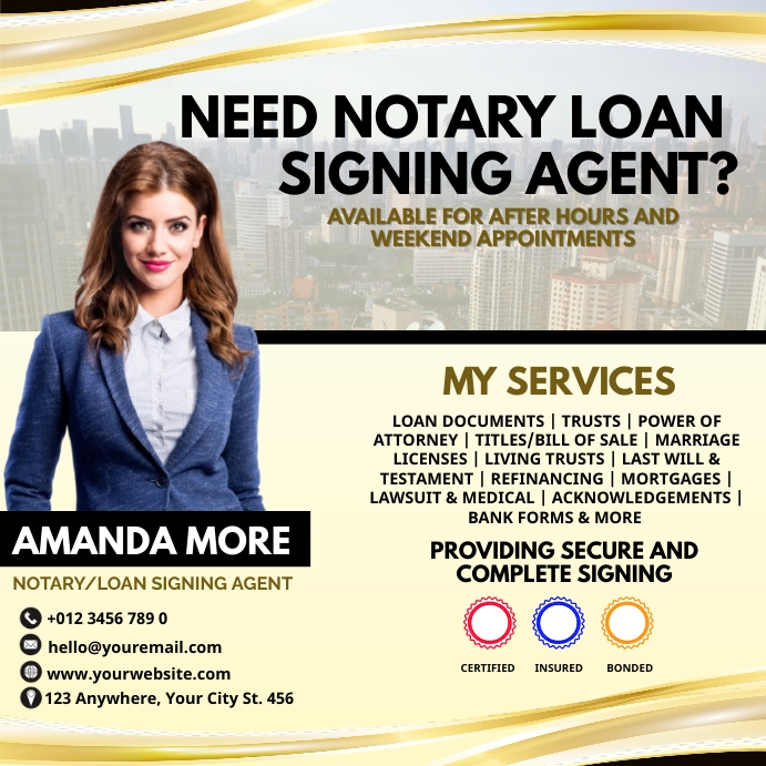 Notary Posts Notary Service Instagram Post Template | PosterMyWall
