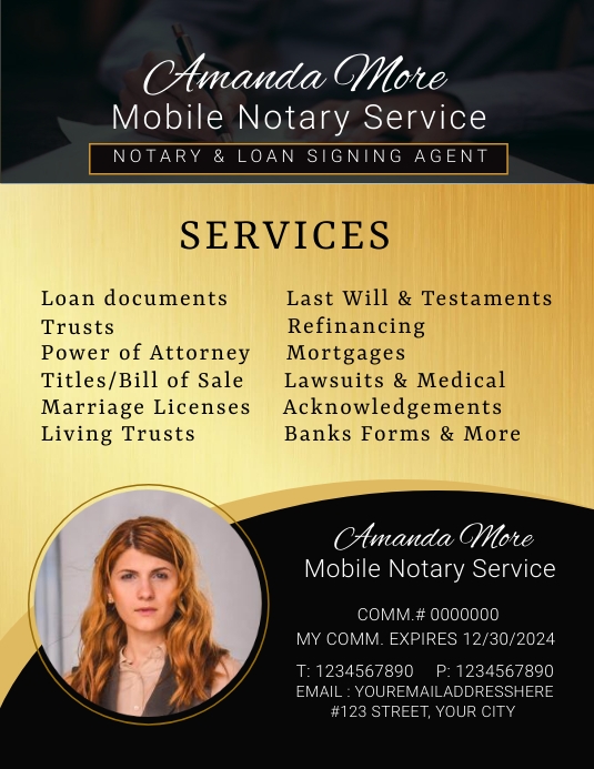 Notary Services Flyer Folheto (US Letter) template